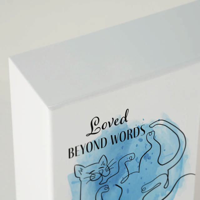 Shadowbox Pet Urn Loved Beyond Cat Blue