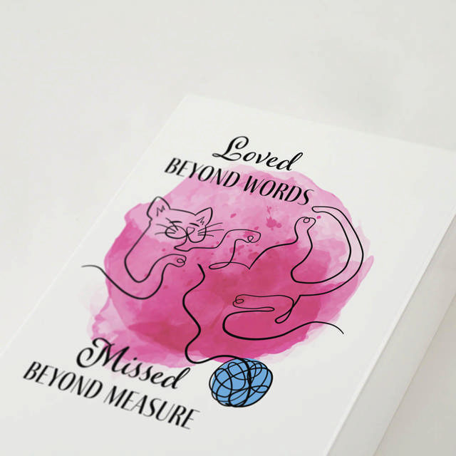 Shadowbox Pet Urn Loved Beyond Cat Pink