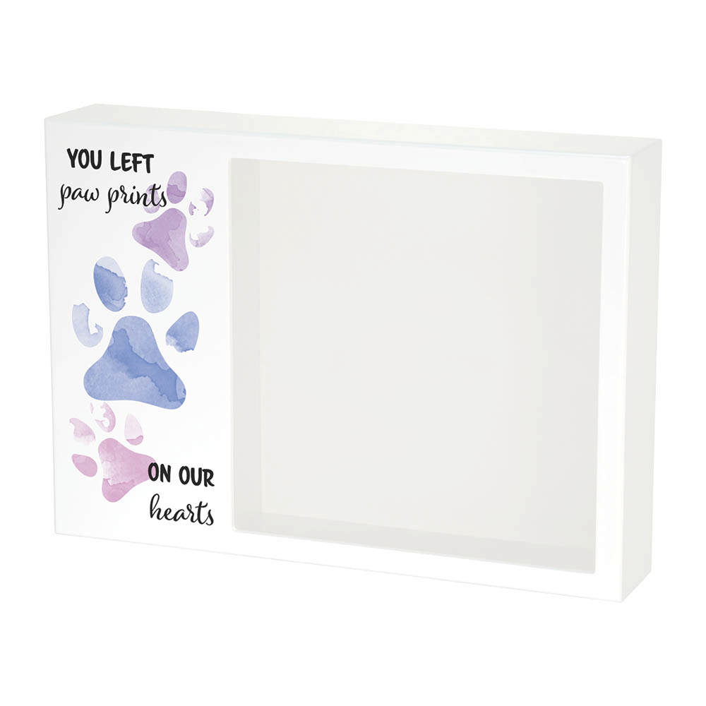 Shadowbox Pet Urn Paw Prints Purple