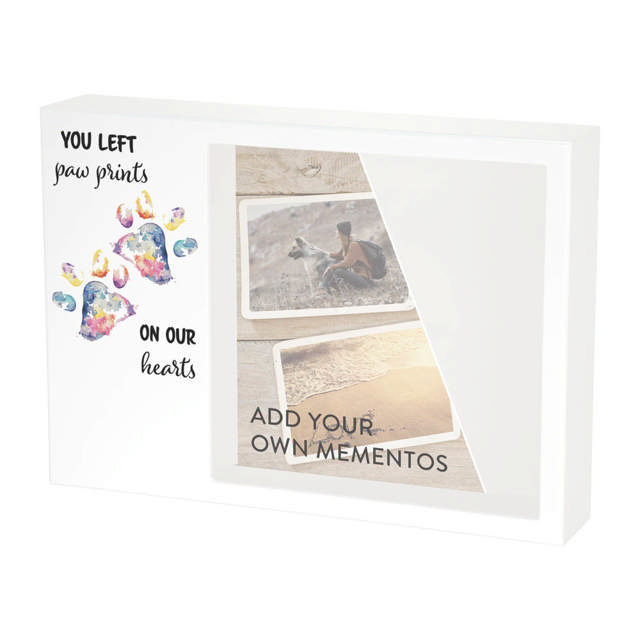 Shadowbox Pet Urn Paw Prints Rainbow