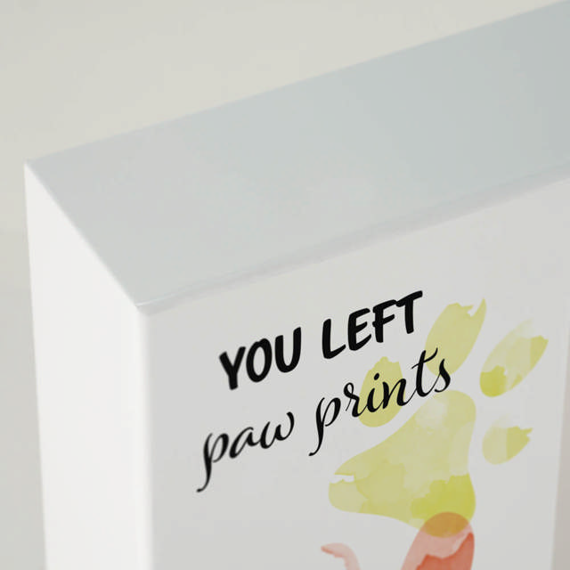 Shadowbox Pet Urn Paw Prints Red