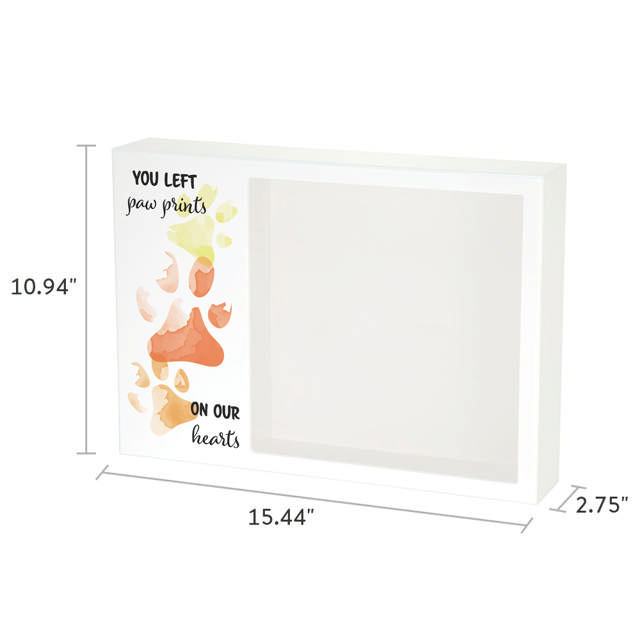 Shadowbox Pet Urn Paw Prints Red