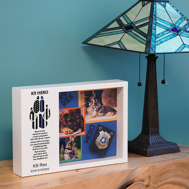 Shadowbox Pet Urn K9 Hero