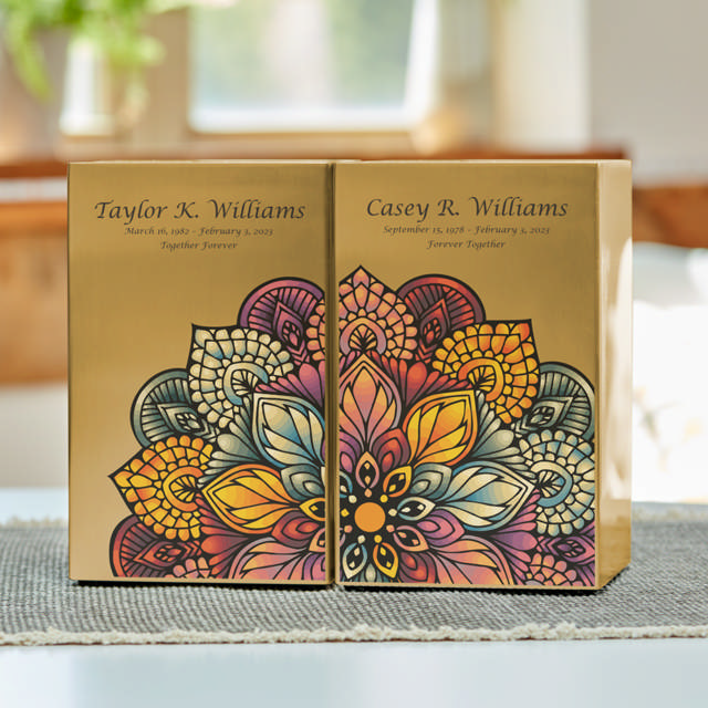 Life Canvas Mandala Bronze, Companion Urn Left Side