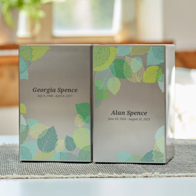 Life Canvas Foliage Pewter, Companion Urn Left Side