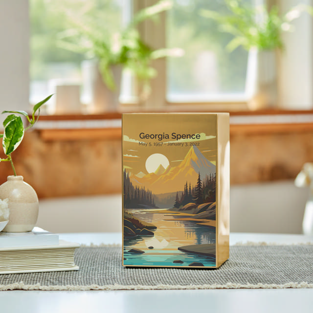 Life Canvas Mountain Landscape Bronze, Full Size Urn