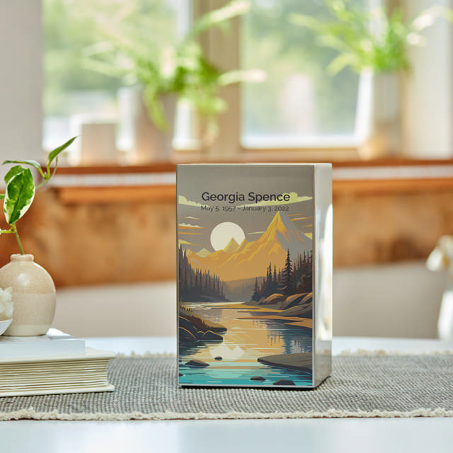 Life Canvas Mountain Landscape Pewter, Full Size Urn