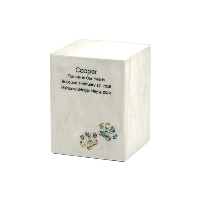 Monumental Memorials Pet Paws Blue Inlay, White