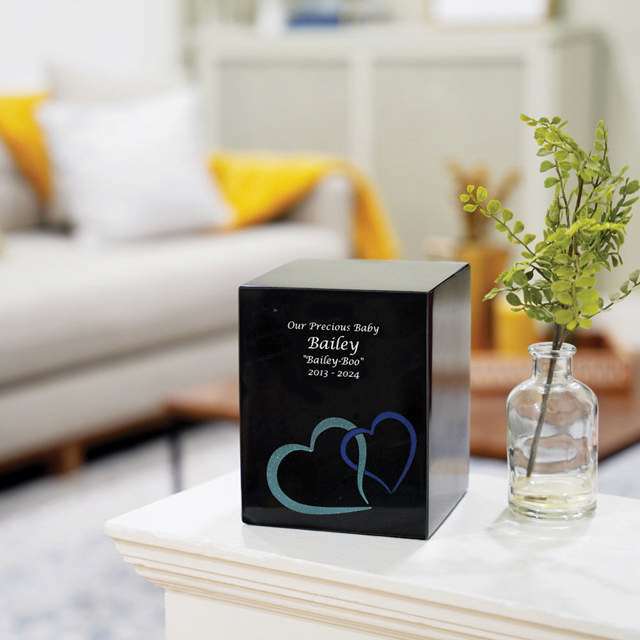 Monumental Memorials Pet Hearts Blue, Black