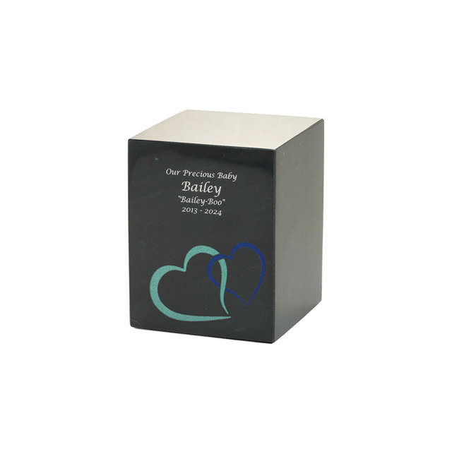 Monumental Memorials Pet Hearts Blue, Black