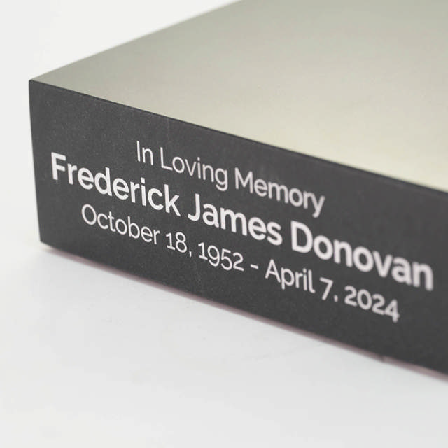 Black Marble Base, Silver Engraving