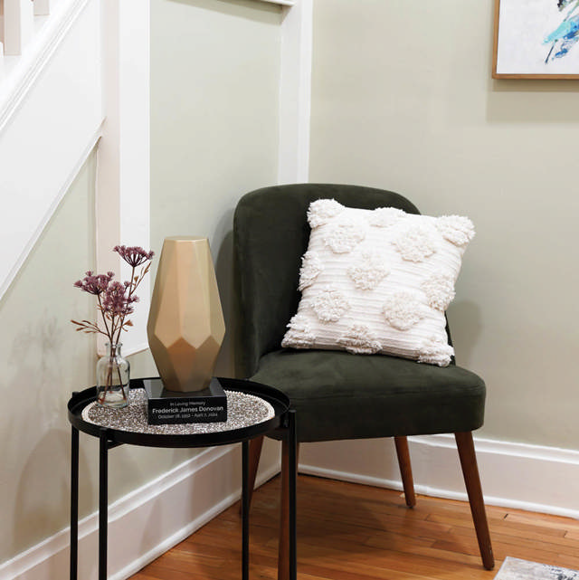 Black Marble Base, Silver Engraving