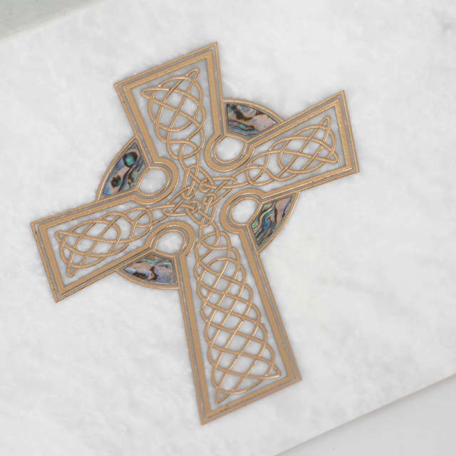 Monumental Memorials Celtic Cross Gold White