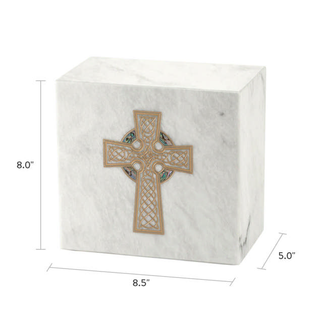 Monumental Memorials Celtic Cross Gold White