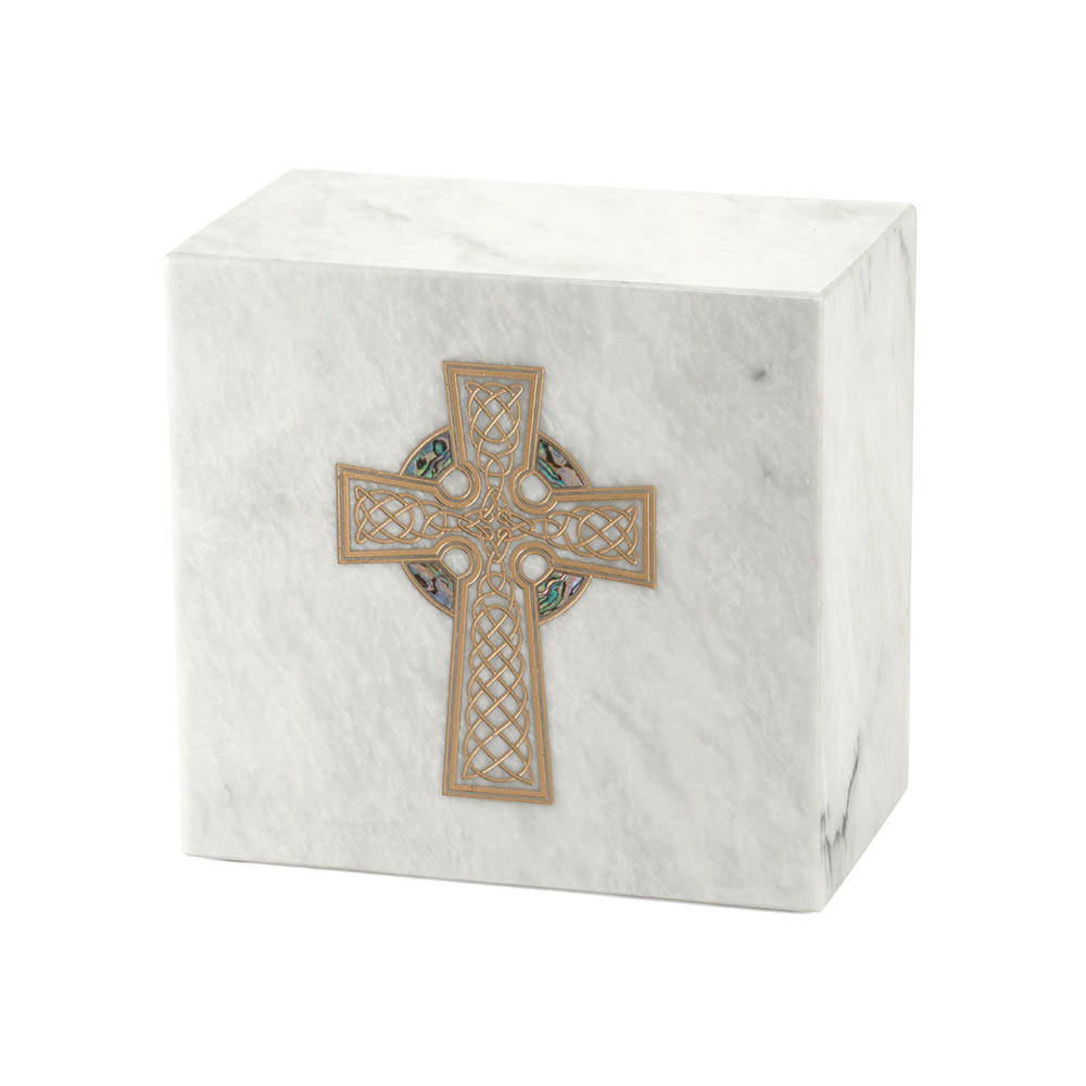 Monumental Memorials Celtic Cross Gold White