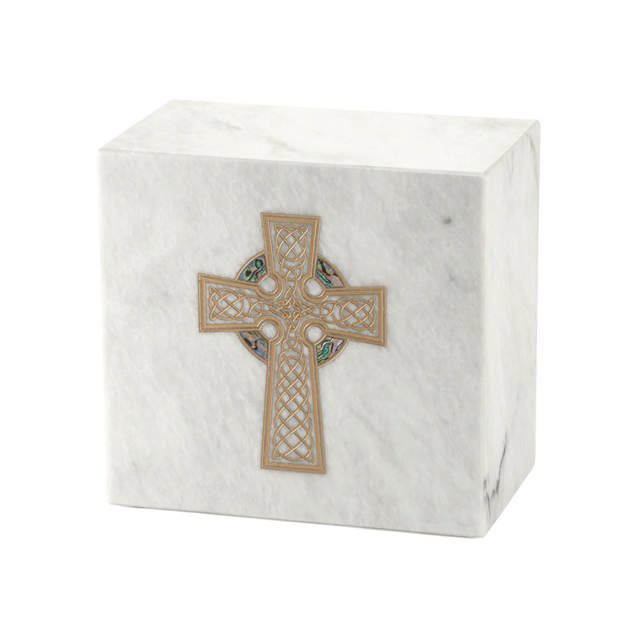 Monumental Memorials Celtic Cross Gold White