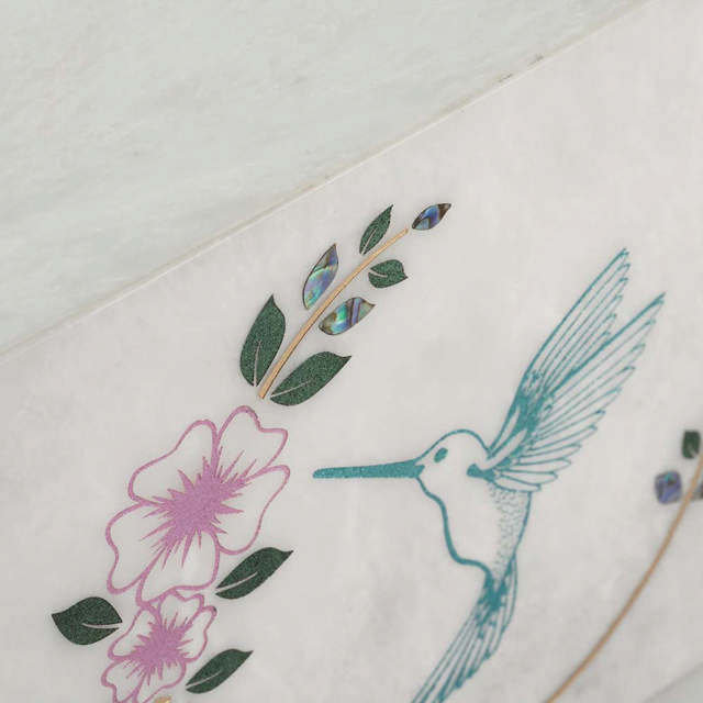 Monumental Memorials Hummingbird Teal White