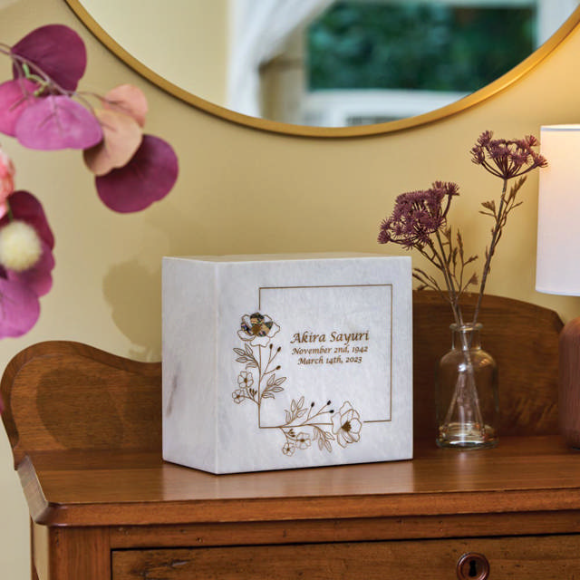 Monumental Memorials Wildflower Gold White