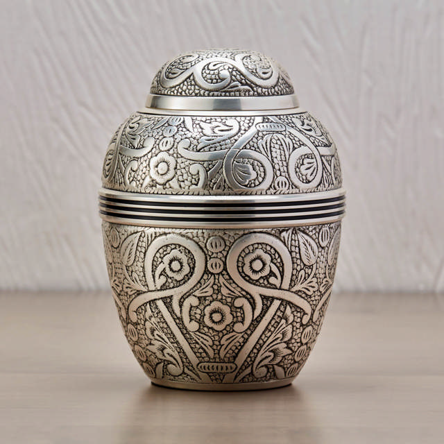 Silver Embossed, Extra Small Urn