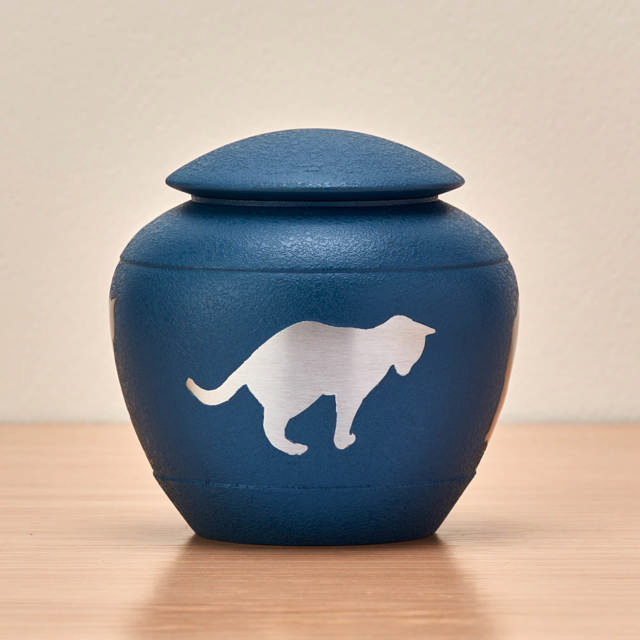 Silhouette Cat Country Blue, Petite Urn