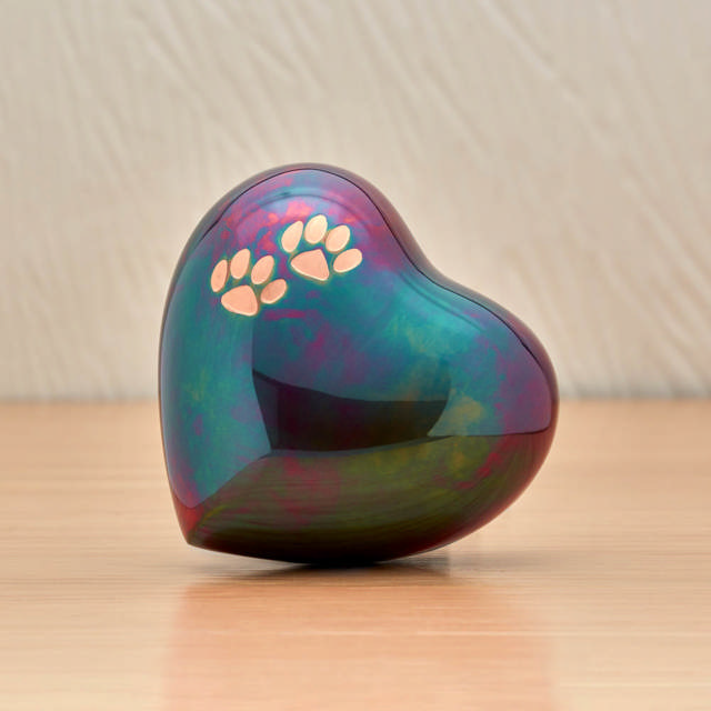 Arielle Raku Heart Paw Urn