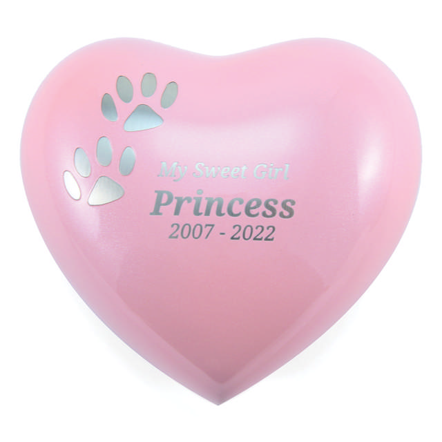 Arielle Pearl Pink Heart Paw Urn