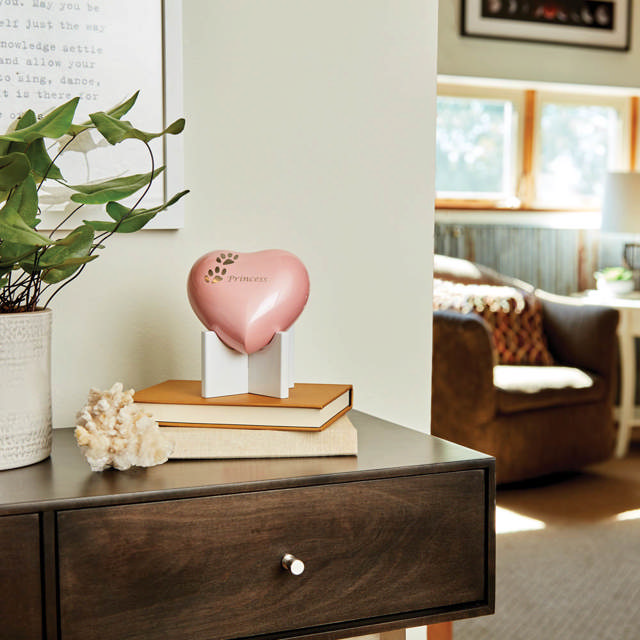 Arielle Pearl Pink Heart Paw Urn