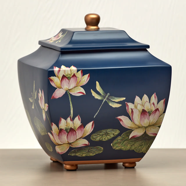 Water Lily Dragonfiles, Full Size Urn