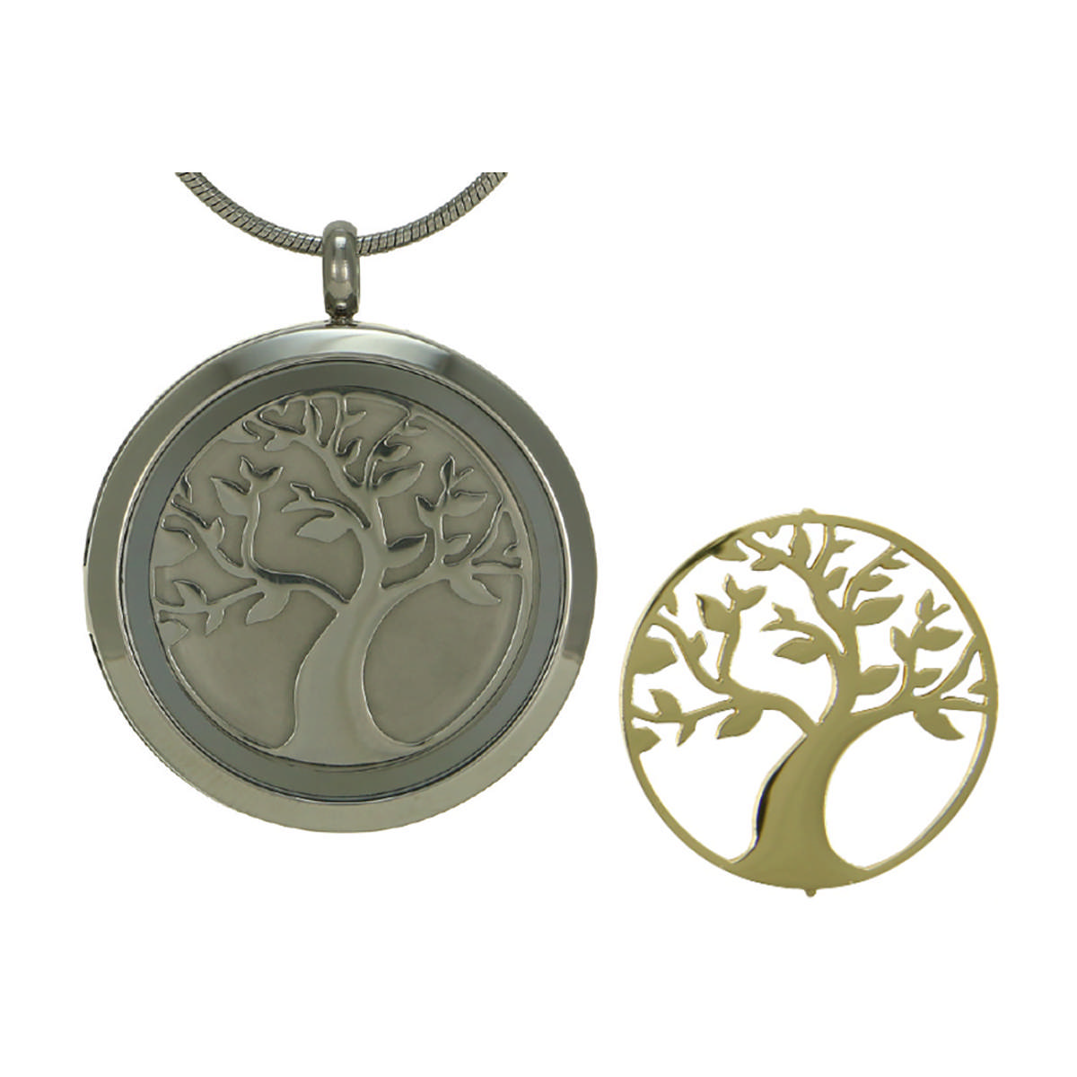 Pewter Round Hinged Tree Pendant