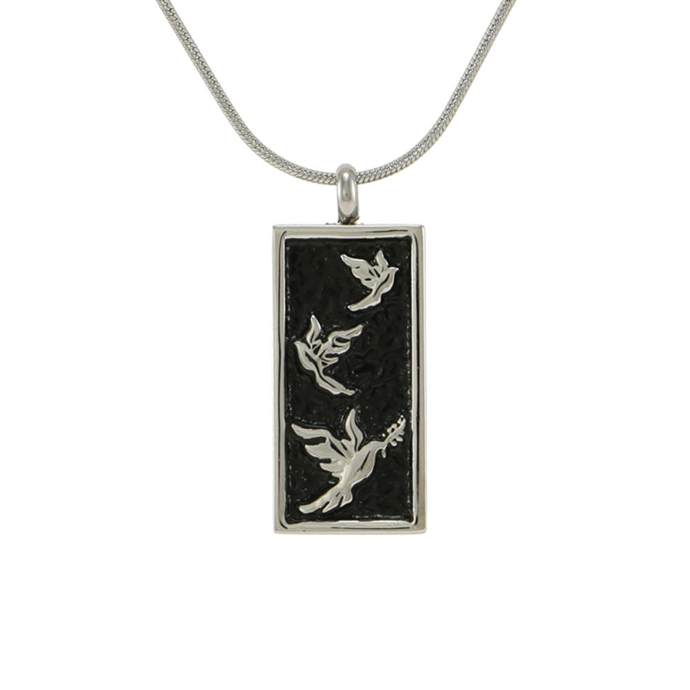 Pewter/Onyx Pendant Embossed Dove