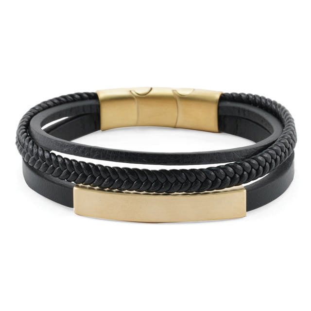 Bronze/Black Triple Band Leather Bracelet