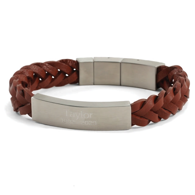 Pewter/Brown Braided Leather Bracelet